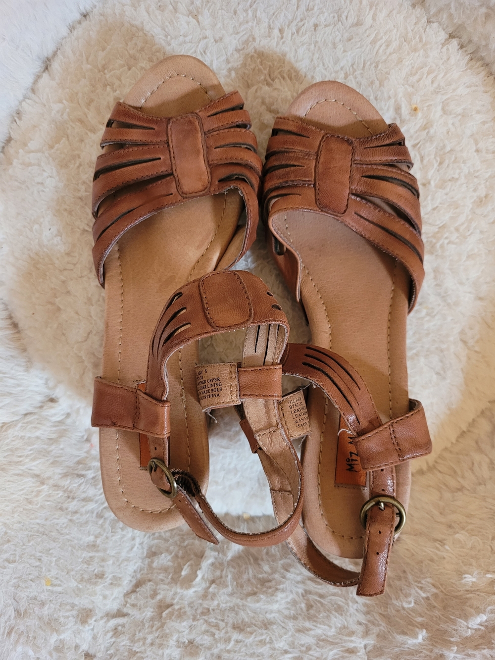 Miz Mooz Tan Brown Leather Strappy Sandals